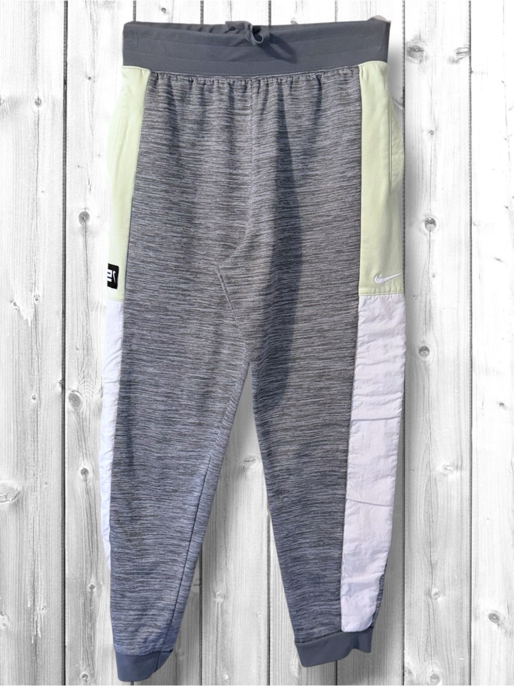 🌼Nike Gray Heather Joggers with Pale Yellow & White Panels